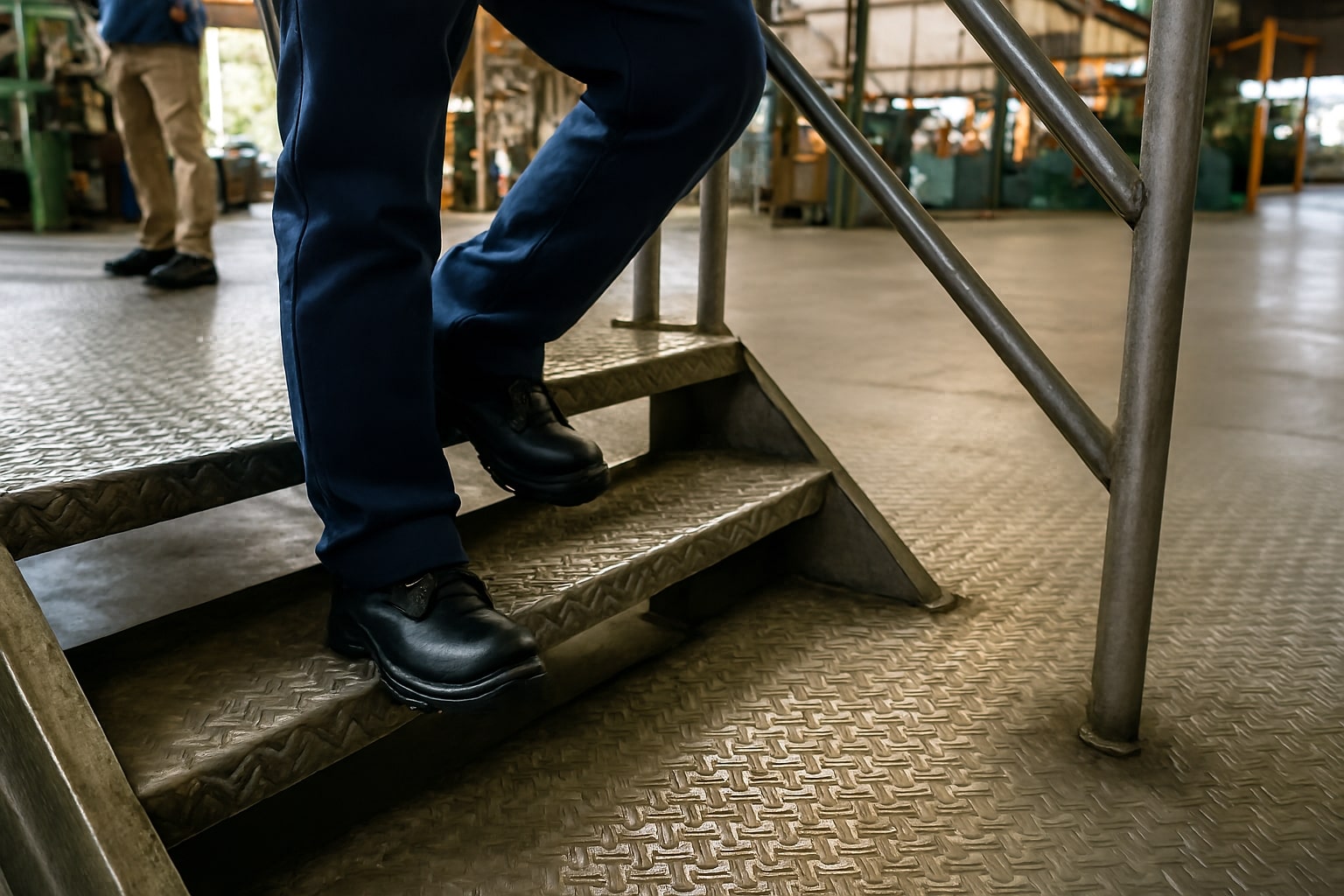 Plat bordes anti-selip terpasang di lantai industri dan anak tangga untuk konstruksi lebih aman