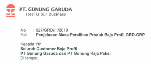 Perubahan Merk Baja Profil